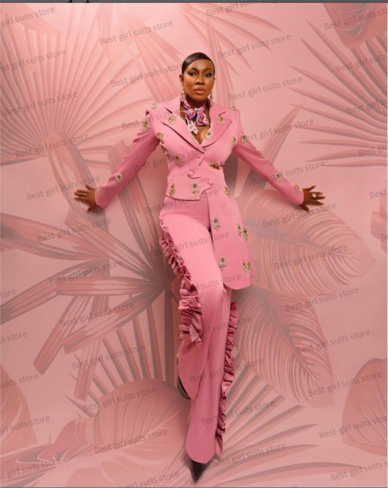 Pink Wedding Women Suit Set Bl - Women Formal Wear With Blazer 评论和价格