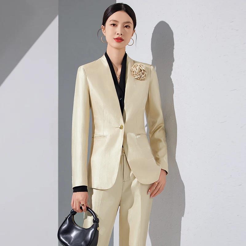 Women Blazer Pants Sets Gold A - Women Formal Wear With Blazer 评论和价格