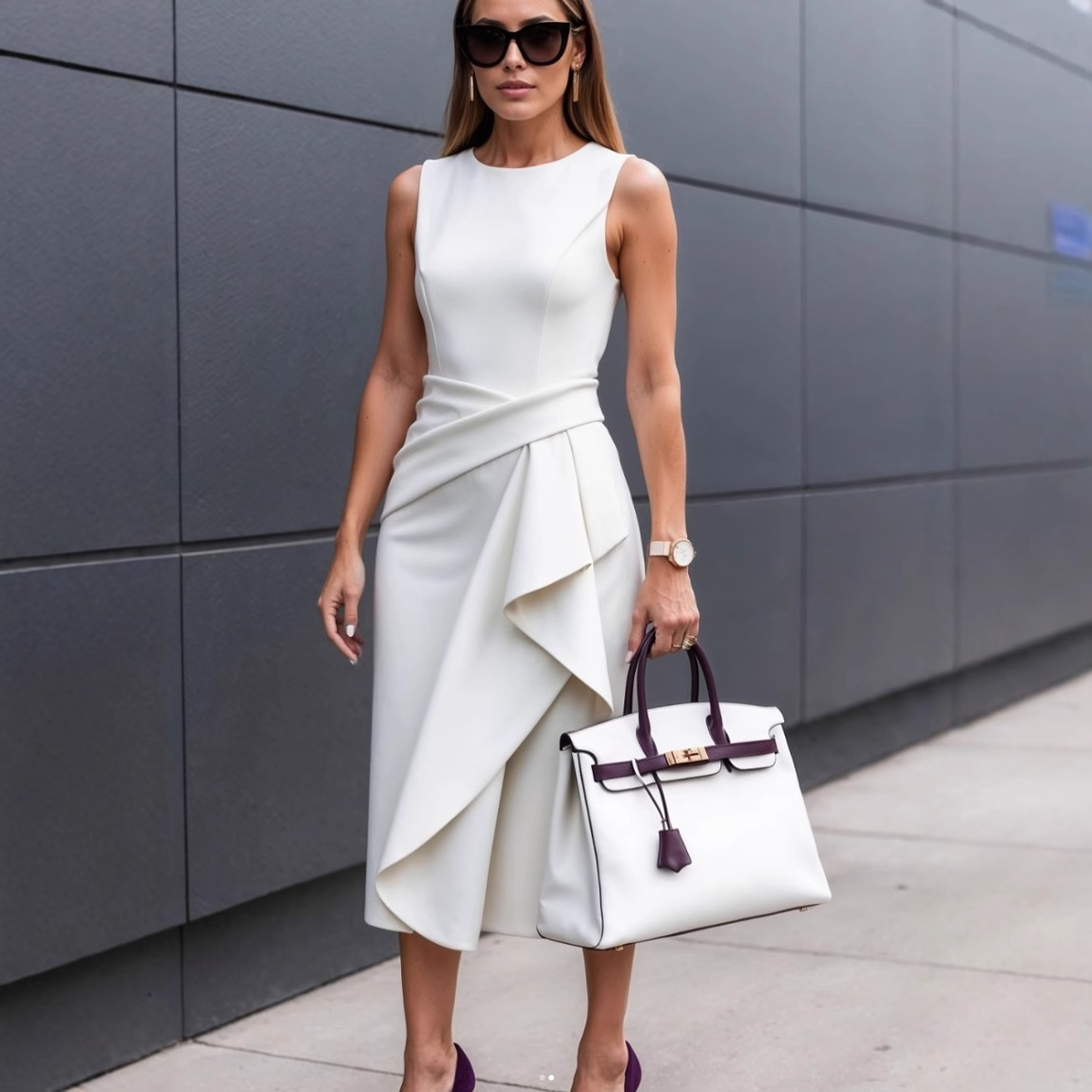 Women's Sleeveless Asymmetric  - Wrap Dress Work 评论和价格